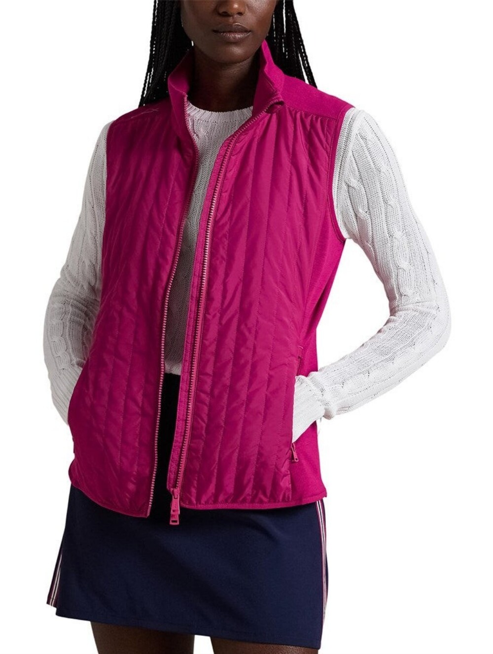 RLX Ralph Lauren Women's Cool Wool Hybrid Performance Vest - Fuchsia Berry
